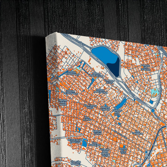 Bauru Brazil Colorful City Map Canvas Print Detail