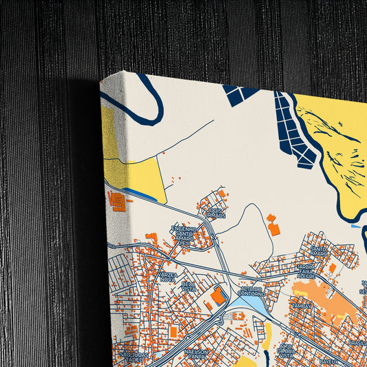 Bayeux Brazil Colorful City Map Canvas Print Detail