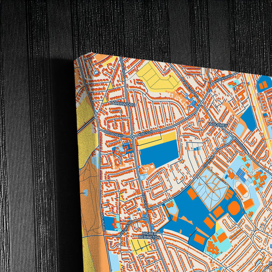 Bebington England Colorful City Map Canvas Print Detail