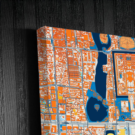 Beijing China Colorful City Map Canvas Print Detail