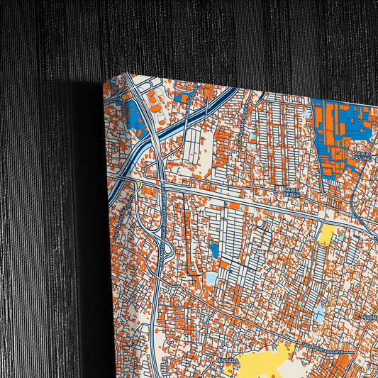 Bekasi Indonesia Colorful City Map Canvas Print Detail