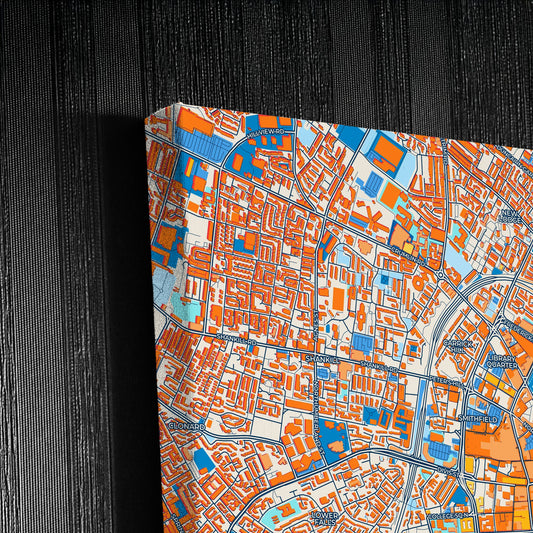 Belfast Northern Ireland Colorful City Map Canvas Print Detail