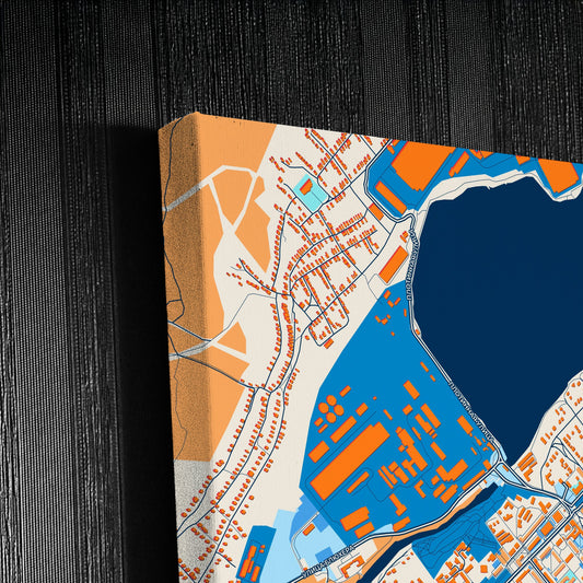 Белорецкий Russia Colorful City Map Canvas Print Detail