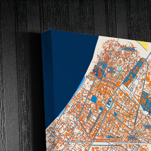 Benguela Angola Colorful City Map Canvas Print Detail