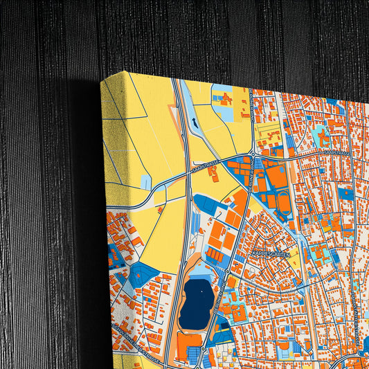 Bensheim Germany Colorful City Map Canvas Print Detail