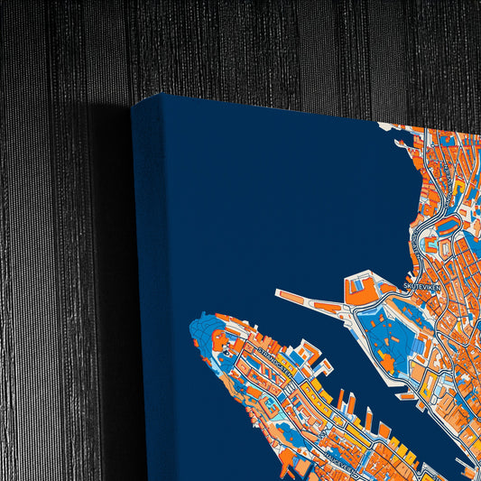 Bergen Norway Colorful City Map Canvas Print Detail
