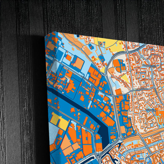 Bergenopzoom Netherlands Colorful City Map Canvas Print Detail