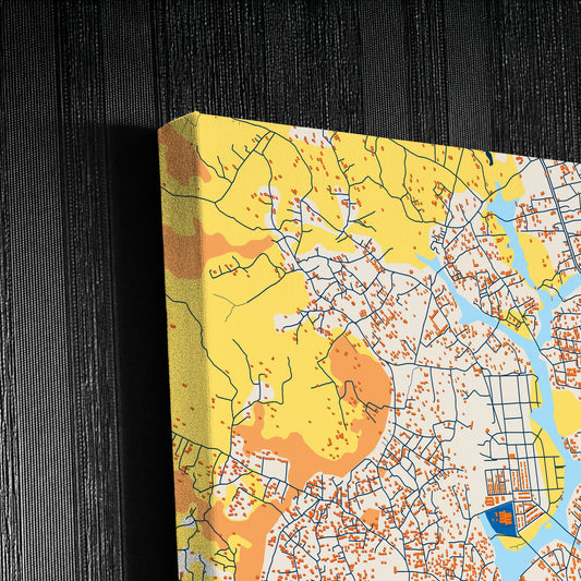 Bertoua Cameroon Colorful City Map Canvas Print Detail