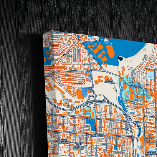 Bethlehem Pennsylvania Colorful City Map Canvas Print Detail