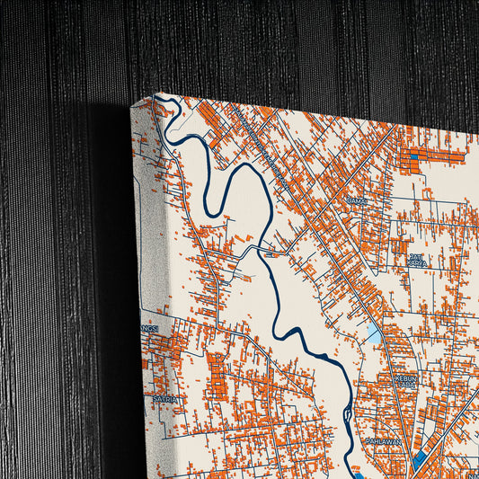 Binjai Indonesia Colorful City Map Canvas Print Detail