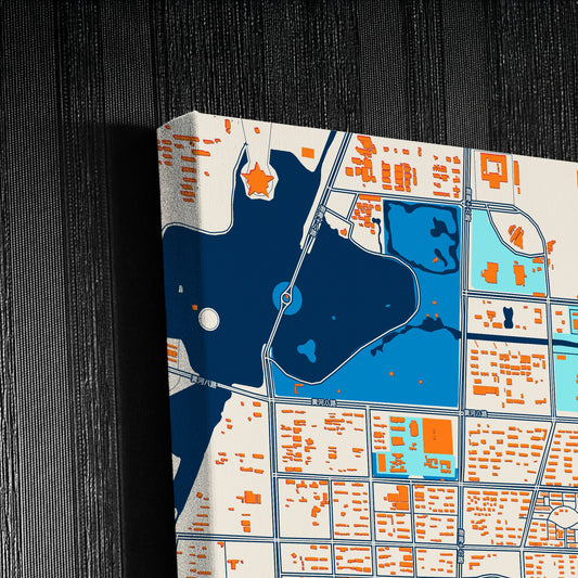 Binzhou China Colorful City Map Canvas Print Detail