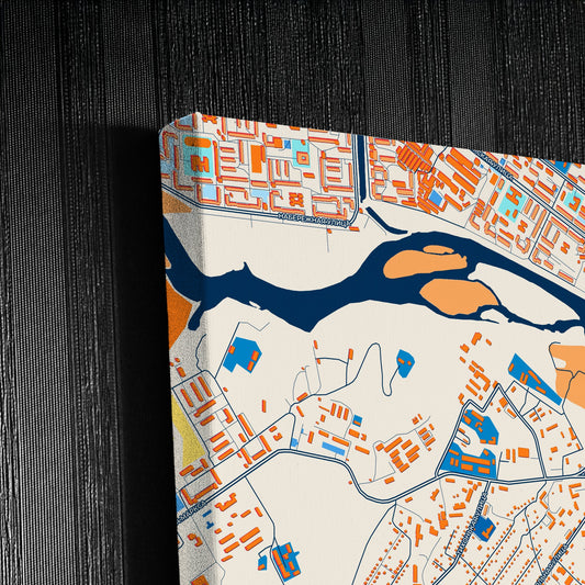 Биробиджан Russia Colorful City Map Canvas Print Detail