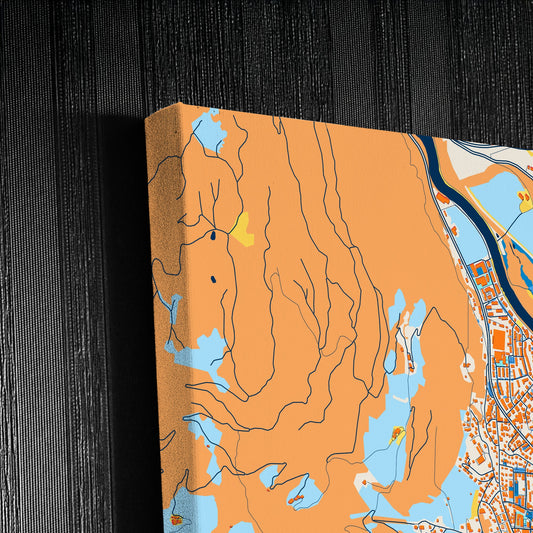 Bischofshofen Austria Colorful City Map Canvas Print Detail