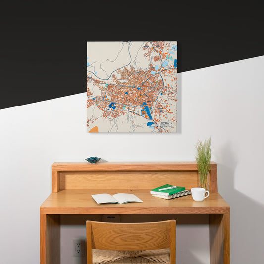 Bitola North Macedonia Colorful City Map Canvas Print Scene