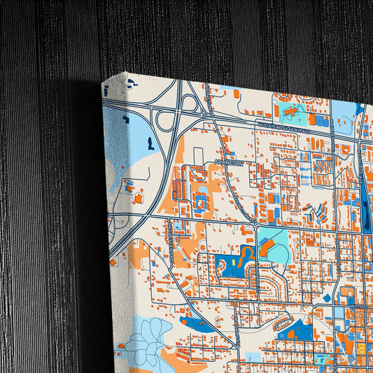 Bloomington Indiana Colorful City Map Canvas Print Detail