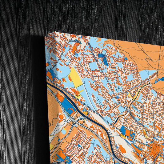 Bludenz Austria Colorful City Map Canvas Print Detail