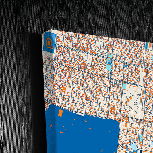 Bobo-Dioulasso Burkina Faso Colorful City Map Canvas Print Detail
