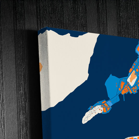 Bodø Norway Colorful City Map Canvas Print Detail