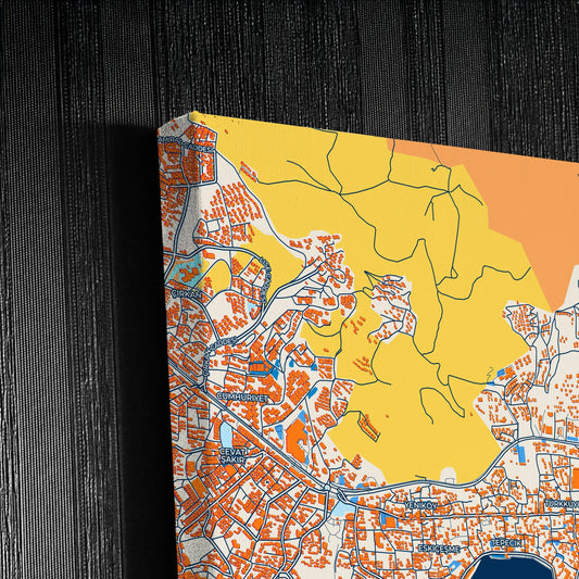 Bodrum Turkey Colorful City Map Canvas Print Detail