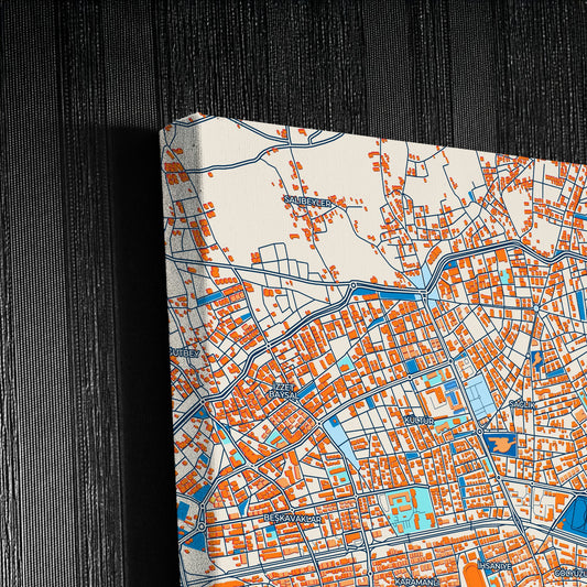 Bolu Turkey Colorful City Map Canvas Print Detail