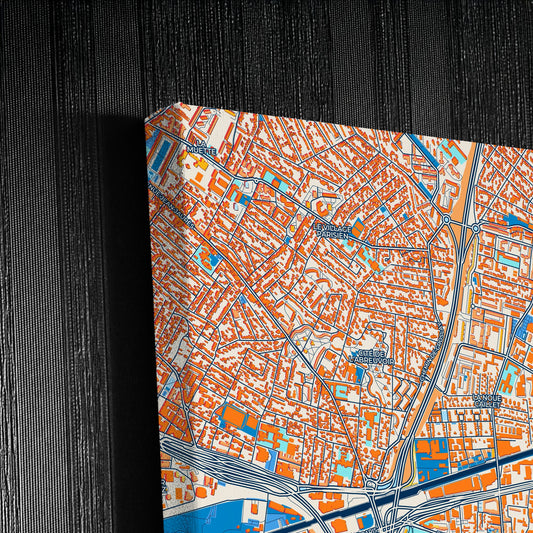 Bondy France Colorful City Map Canvas Print Detail
