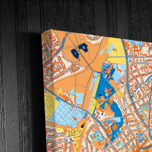 Bottrop Germany Colorful City Map Canvas Print Detail