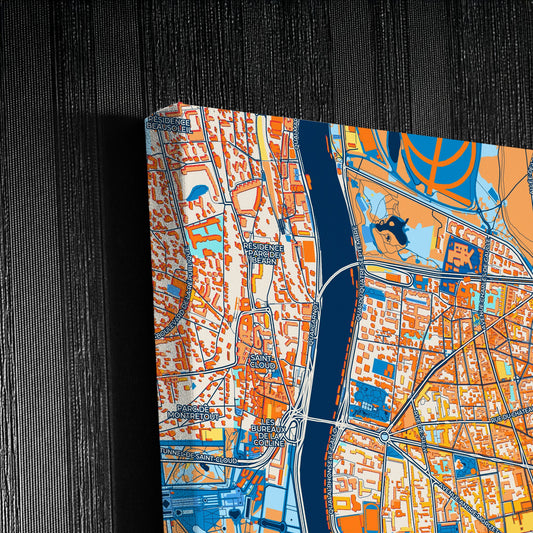 Boulogne-Billancourt France Colorful City Map Canvas Print Detail