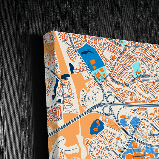 Bowie Maryland Colorful City Map Canvas Print Detail