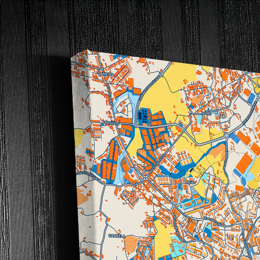 Braga Portugal Colorful City Map Canvas Print Detail