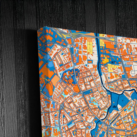 Braunschweig Germany Colorful City Map Canvas Print Detail