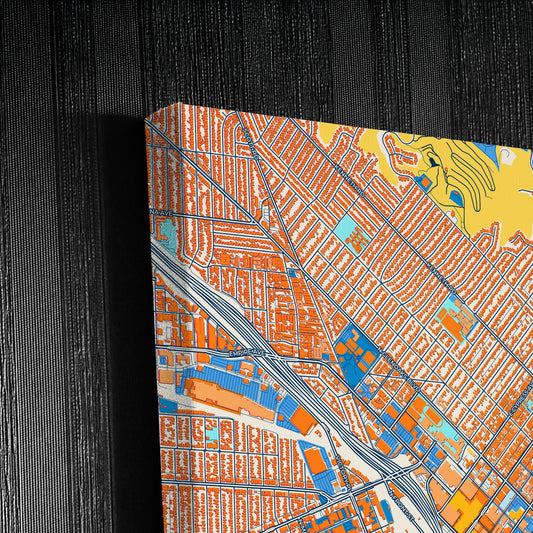 Burbank California Colorful City Map Canvas Print Detail
