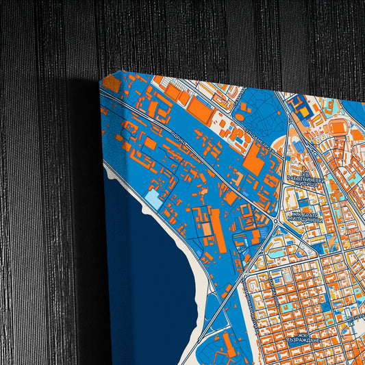Бургас Bulgaria Colorful City Map Canvas Print Detail