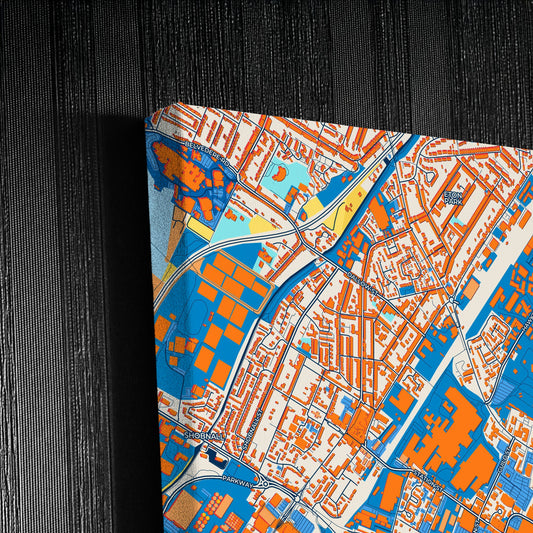Burton-Upon-Trent England Colorful City Map Canvas Print Detail