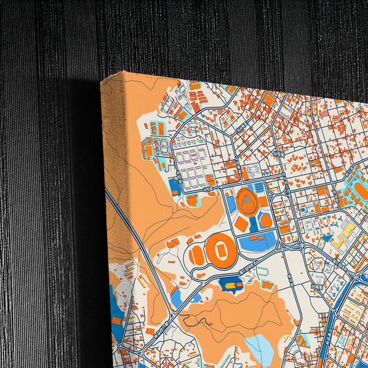 Busan South Korea Colorful City Map Canvas Print Detail