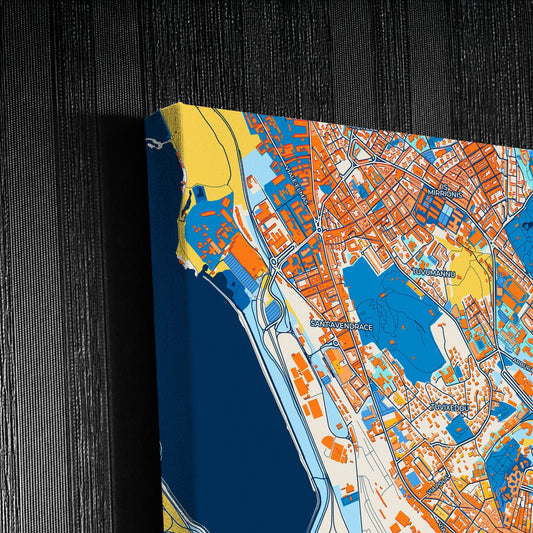 Cagliari Italy Colorful City Map Canvas Print Detail