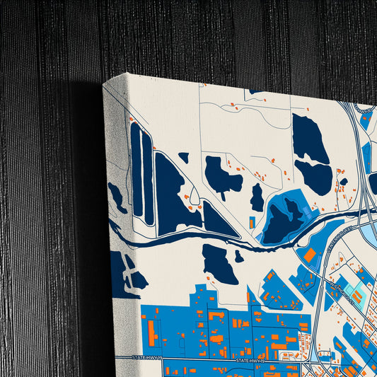 Caldwell Idaho Colorful City Map Canvas Print Detail