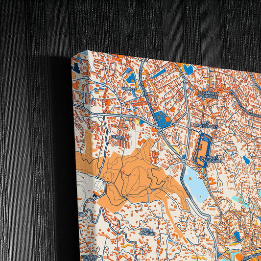 Cannes France Colorful City Map Canvas Print Detail
