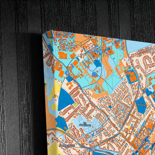 Canterbury England Colorful City Map Canvas Print Detail