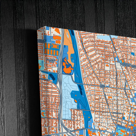 Canton Ohio Colorful City Map Canvas Print Detail