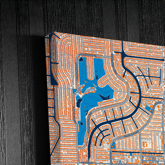 Cape Coral Florida Colorful City Map Canvas Print Detail