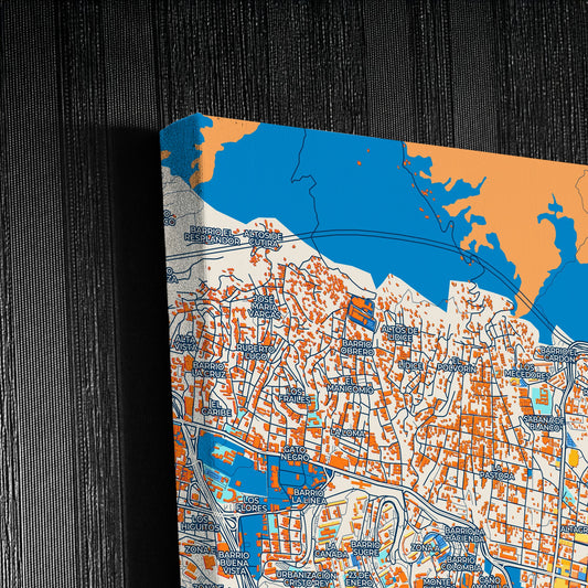 Caracas Venezuela Colorful City Map Canvas Print Detail