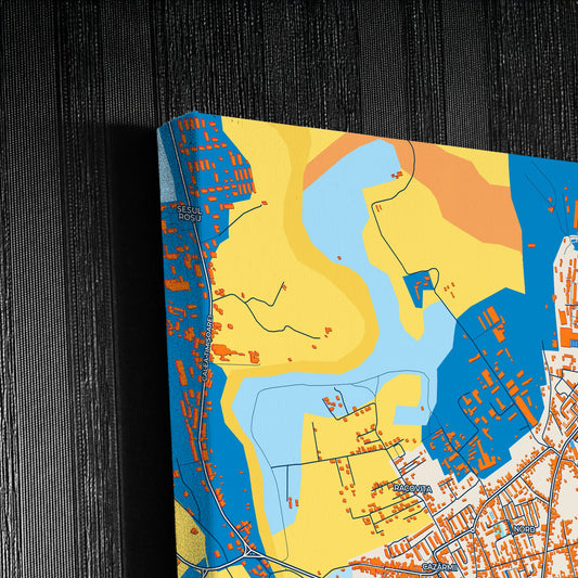 Caransebeș Romania Colorful City Map Canvas Print Detail