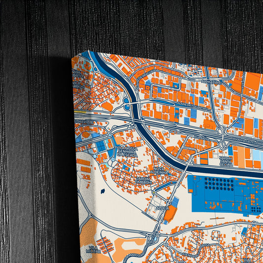 Carapicuiba Brazil Colorful City Map Canvas Print Detail