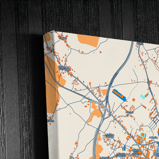 Carballo Spain Colorful City Map Canvas Print Detail