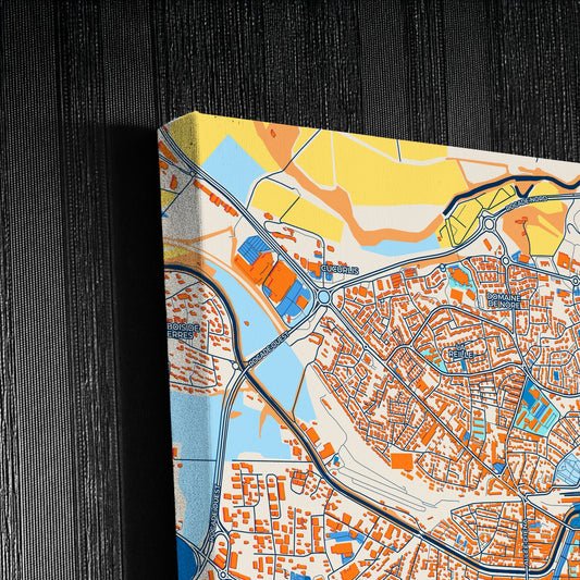 Carcassonne France Colorful City Map Canvas Print Detail