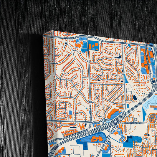 Carmel Indiana Colorful City Map Canvas Print Detail