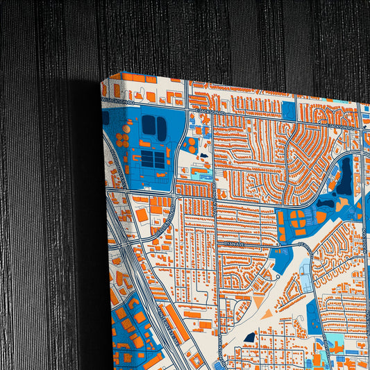 Carrollton Texas Colorful City Map Canvas Print Detail
