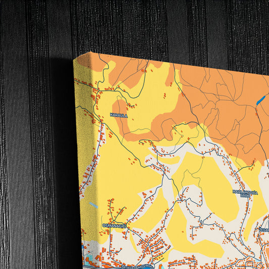 Cazin Bosnia And Herzegovina Colorful City Map Canvas Print Detail