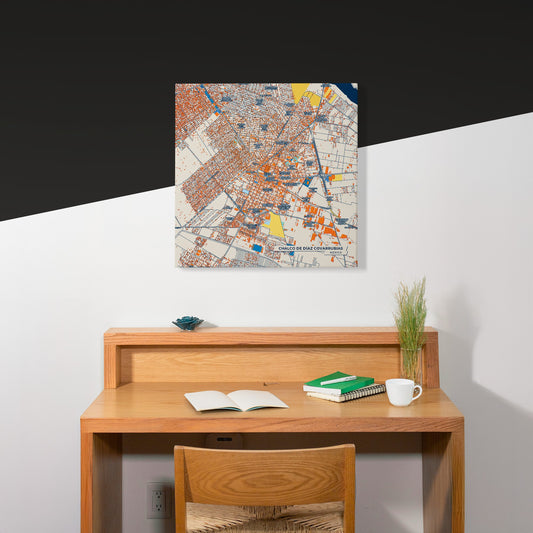 Chalco De Díaz Covarrubias Mexico Colorful City Map Canvas Print Scene
