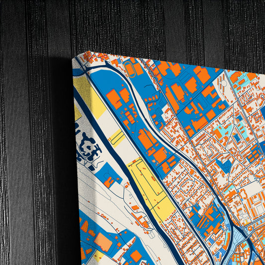 Châlons-En-Champagne France Colorful City Map Canvas Print Detail